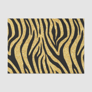 Gold Glitter Black Zebra Stripes Animal Print Tissue Paper