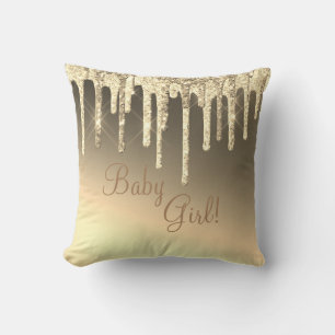 Gold Glitter Bling Girl Sparkle Glam Chic Name Throw Pillow
