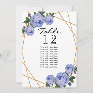 Gold Glitter Blue Floral Geo Table No Seating Announcement