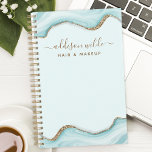 Gold Glitter Blue Marble Agate Personalized  Planner<br><div class="desc">Elevate your beauty business with this luxurious planner, featuring a mesmerizing blue agate design accented with shimmering gold glitter. The elegant marble pattern adds a touch of sophistication, while the customizable name or logo option makes it uniquely yours. Stay organized and inspired with this planner tailored for beauty professionals, including...</div>