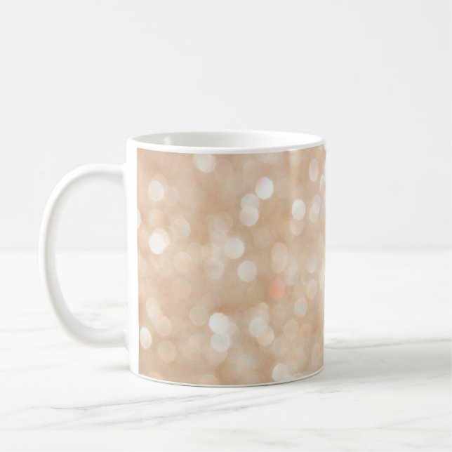Gold glitter blurred background, christmas coffee mug (Left)