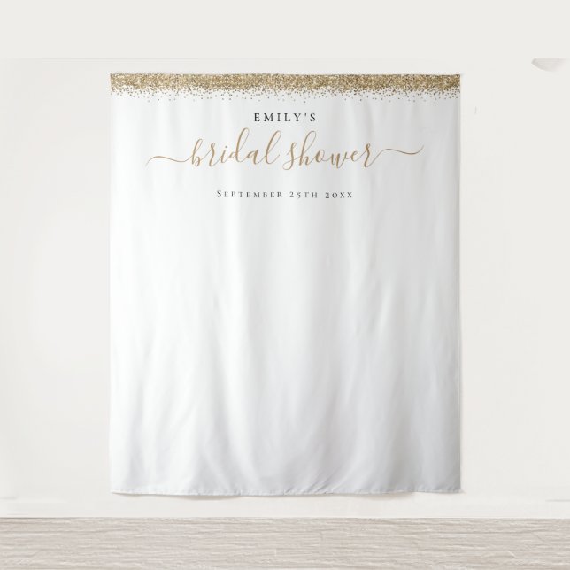 Gold Glitter Bridal Shower Background for Photos Tapestry (Front)