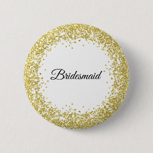 Gold Glitter. Bridesmaid. 2 Inch Round Button