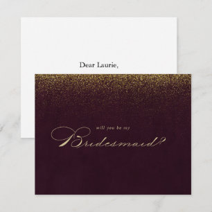 Gold Glitter Bridesmaid Proposal Note Card