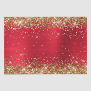 Gold Glitter Bright Red Ombre Foil Tissue Paper