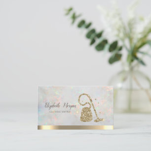 Gold Glitter Broom Vacuum cleaner Opal Business Card