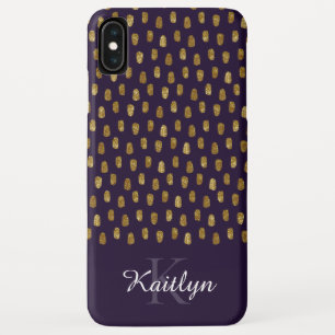 Gold Glitter Brush Strokes on Purple iPhone XS Max Case