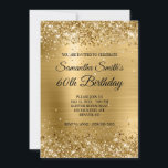 Gold Glitter Brushed Foil Monogram 60th Birthday Invitation<br><div class="desc">A glamourous monogrammed 60th birthday invitation for her. Faux shiny gold glitter with sparkles against a coordinating faux brushed metal foil graphic image. The fancy black and white calligraphy monogram in the centre can be customized. All the sparkly and shiny elements in this modern girly design are digital graphics. Faux...</div>