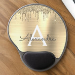 Gold Glitter Brushed Metal Monogram Name Gel Mouse Pad<br><div class="desc">Gold Faux Foil Metallic Sparkle Glitter Brushed Metal Monogram Name and Initial Mousepad (Mouse Pad). This makes the perfect sweet 16 birthday,  wedding,  bridal shower,  anniversary,  baby shower or bachelorette party gift for someone that loves glam luxury and chic styles.</div>