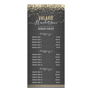 Gold Glitter Brushed Metal Nail Salon 3 Service Rack Card