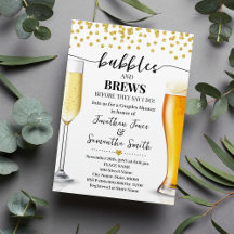 Gold Glitter Bubbles and Brews Wedding Shower