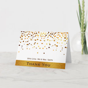 Gold Glitter Budge Confetti Sparkles Thank You Card