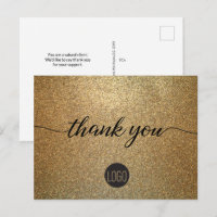 Gold Glitter Business logo Customer Thank you
