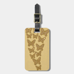 Gold Glitter Butterflies Luggage Tag