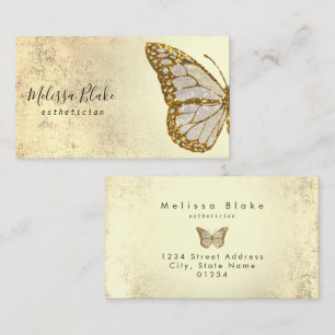 gold glitter butterfly logo business card