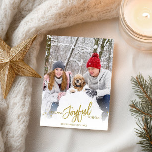 Gold Glitter Calligraphy Photo Christmas Holidays Postcard