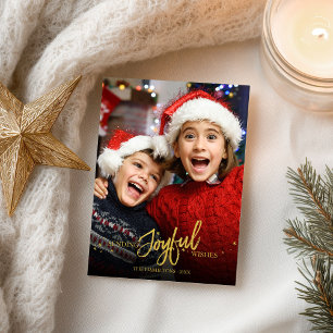 Gold Glitter Calligraphy Photo Christmas Holidays Postcard
