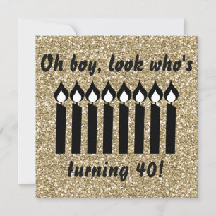 Gold Glitter Candle Birthday Invite