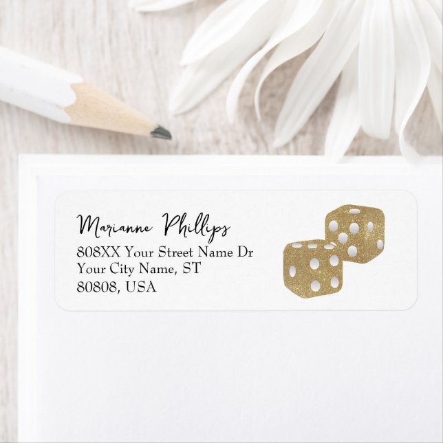 Gold Glitter Casino Dice (Insitu)