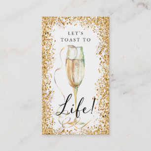 Gold Glitter Champagne Birthday Party Bookmark Business Card