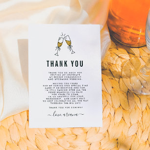 Gold Glitter Champagne Bridal Shower Thank You Card