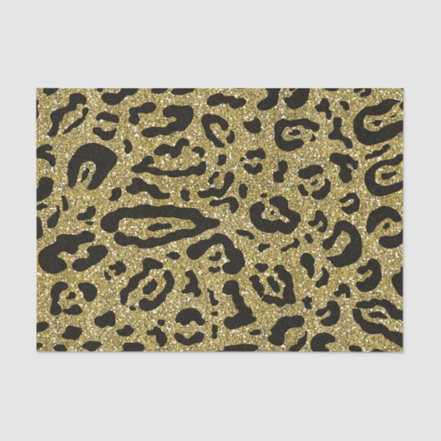 Gold Glitter Cheetah Leopard Animal Print Party  Tissue Paper (Front)
