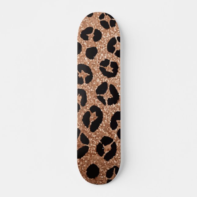 Gold Glitter Cheetah Print Bold Design Skateboard (Front)