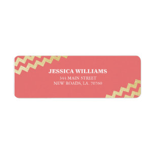 Gold Glitter Chevron Labels Coral