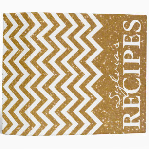 Gold glitter chevron pattern recipe binder book