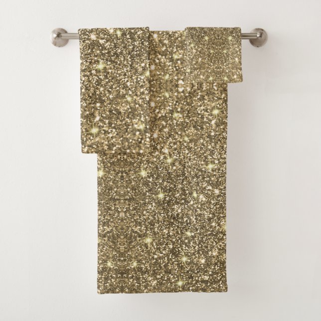 Gold Glitter Chic Glam Bath Towel Set (Insitu)