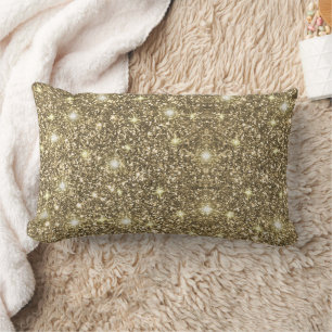 Gold Glitter Chic Glam Lumbar Pillow