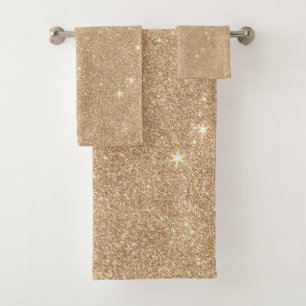 Gold Glitter Chic Glamourous Sparkles Bath Towel Set