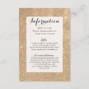 Gold Glitter Chic Glamourous Sparkles Enclosure Card