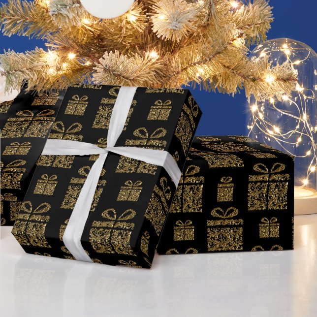 Gold Glitter Christmas Gift Wrapping Paper (Holidays)
