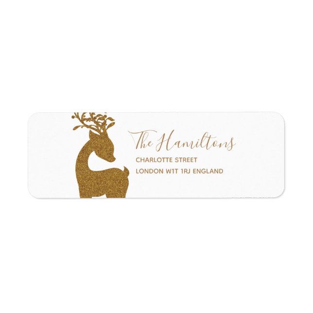 Gold Glitter Christmas Holiday Reindeer (Front)