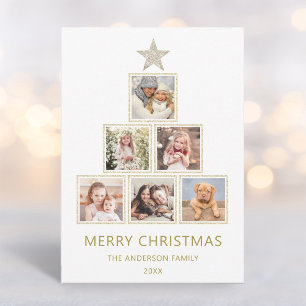 Gold Glitter   Christmas Photo Tree Holiday Card