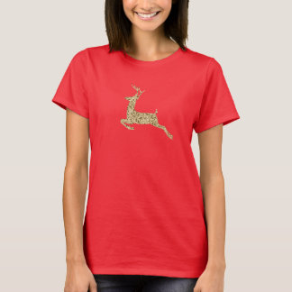 Gold Glitter Christmas Reindeer Shirt