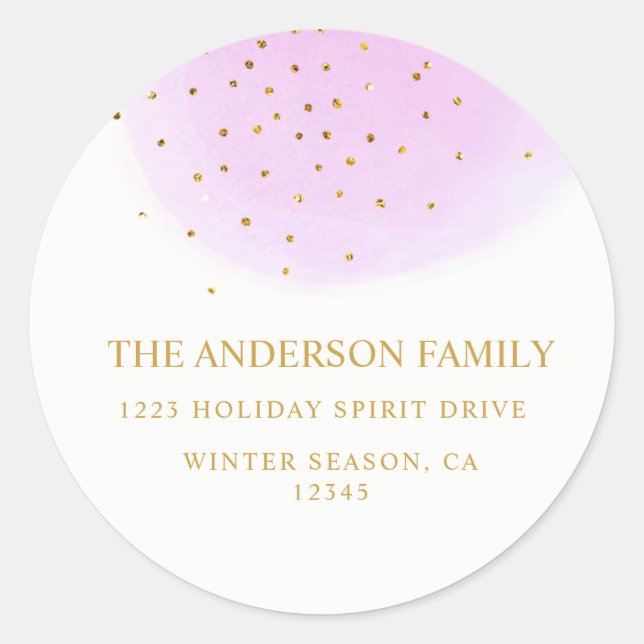 Gold Glitter Christmas Return Address Label (Front)