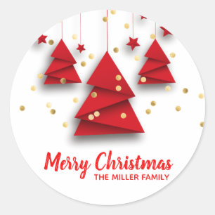 Gold Glitter Christmas Tree Modern Stickers