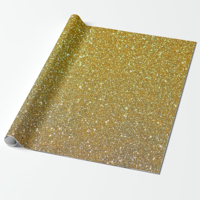 Gold Glitter Christmas Wrapping Paper (Unrolled)