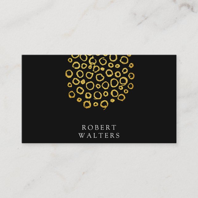Gold Glitter Circle Foil Pattern Business Card (Front)