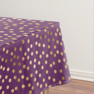 Gold Glitter City Dots on Deep Purple Tablecloth