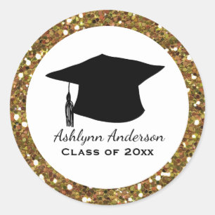 Gold Glitter Class of 2022 Graduation Classic Round Sticker