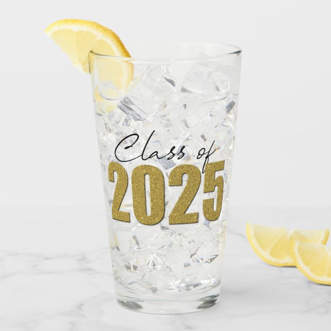 Gold Glitter Class of 2025 Glass (Front Ice)