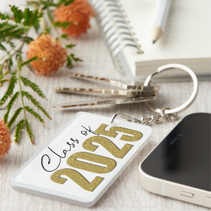 Gold Glitter Class of 2025 Keychain
