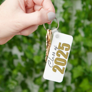 Gold Glitter Class of 2025 Keychain