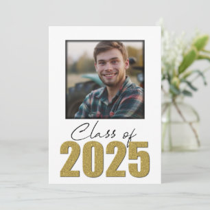 Gold Glitter Class of 2025 Photo Open House Invitation