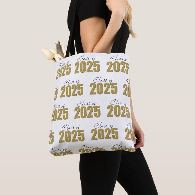 Gold Glitter Class of 2025 Tote Bag (Close Up)