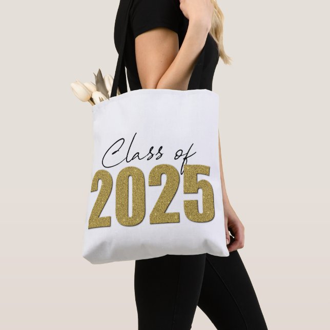 Gold Glitter Class of 2025 Tote Bag (Close Up)