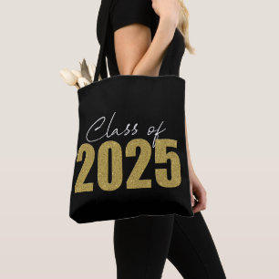 Gold Glitter Class of 2025 Tote Bag
